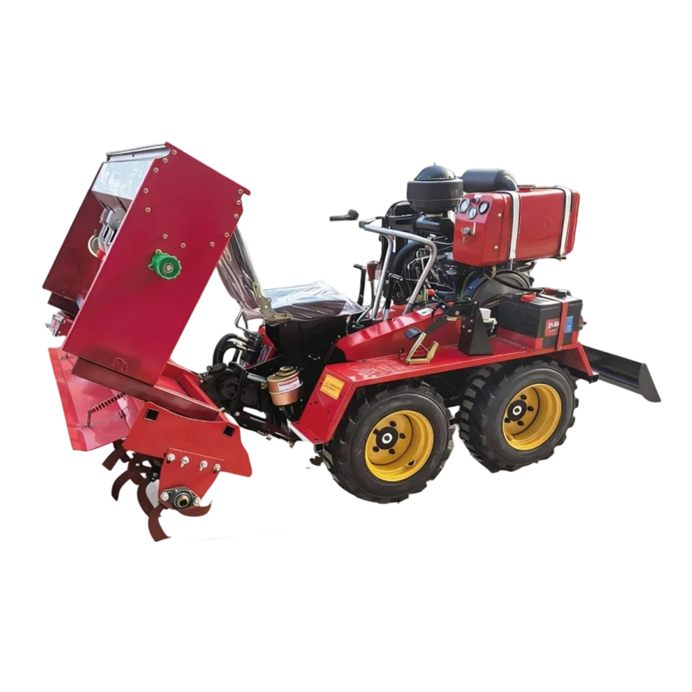 50 HP Compact Wheeled Ride-On Rotary Tiller for Agricultural Soil Preparation and Crop Cultivation